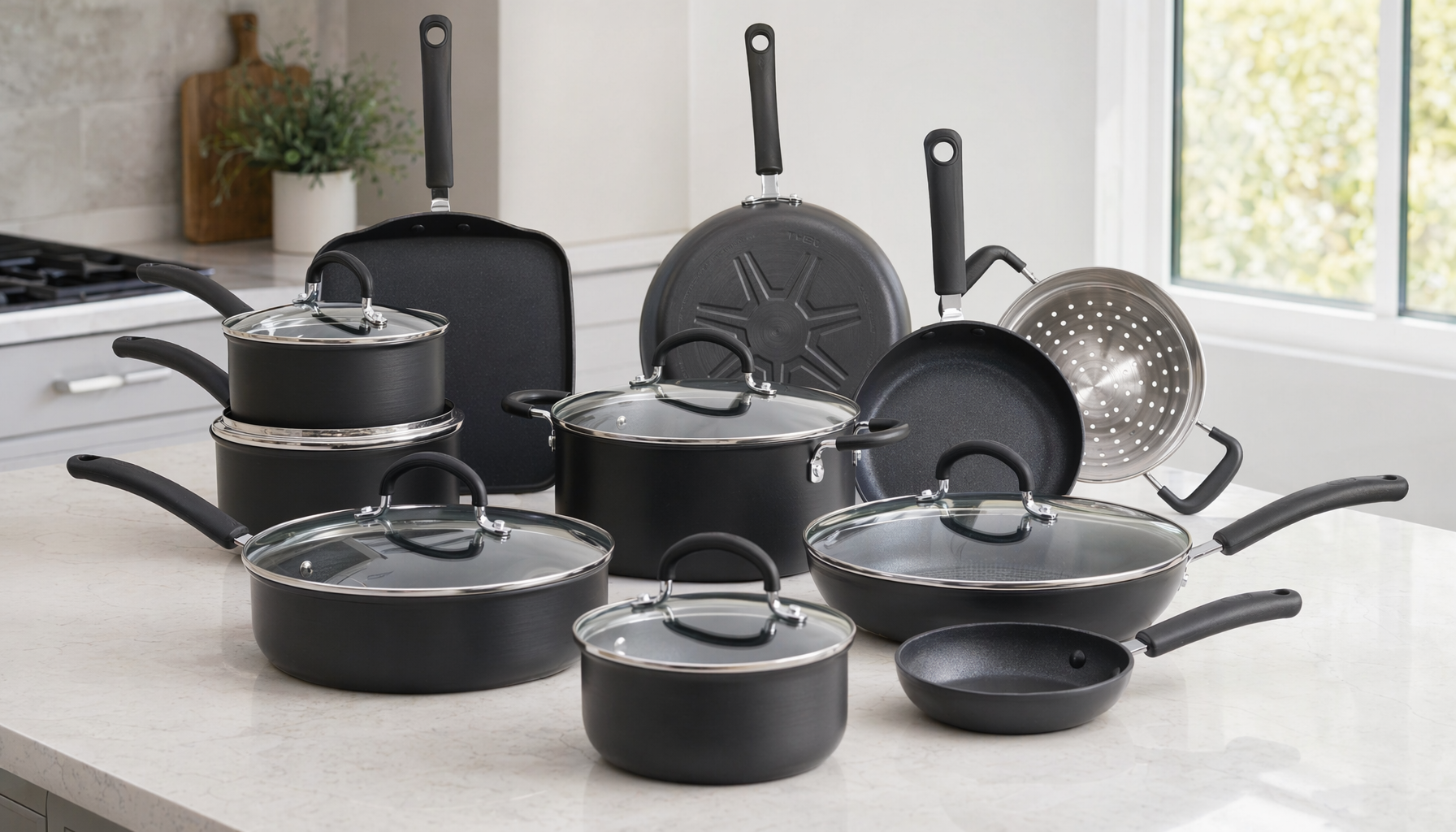 T-Fal Ultimate Hard Anodized 17-Piece Nonstick Cookware Set  for anodized cookware