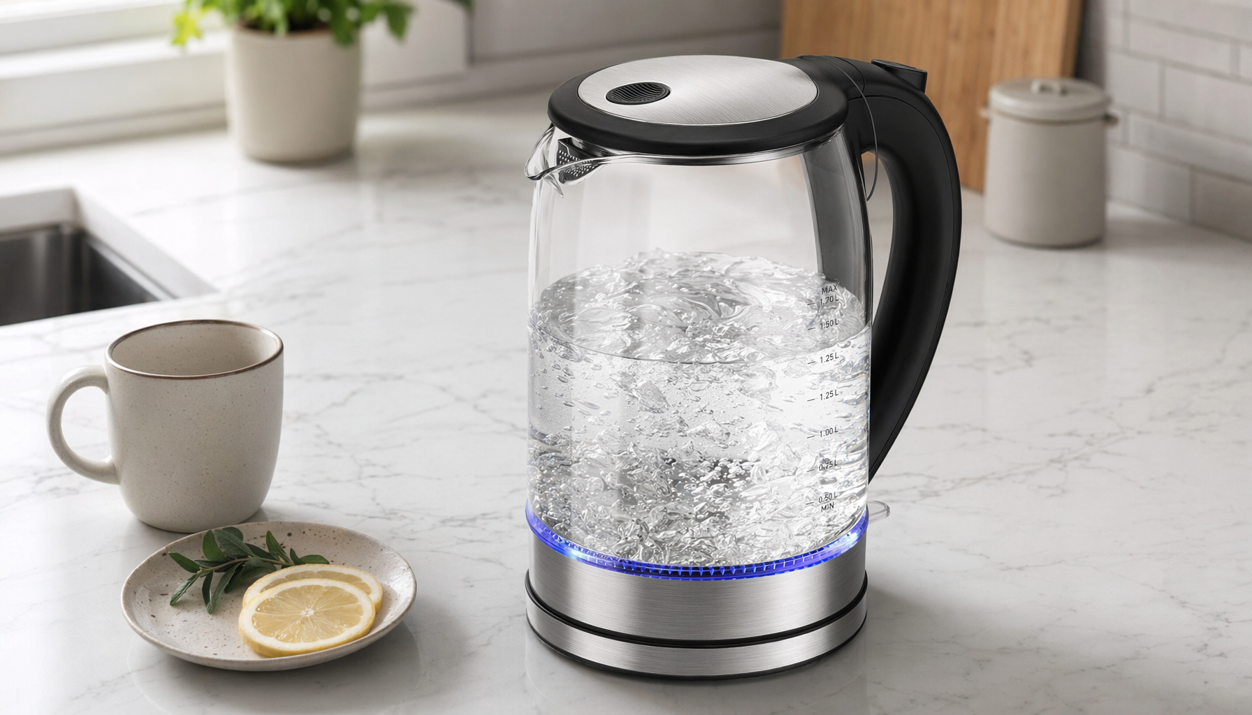 Fast Boil Glass Electric Kettle with No Plastic Contact - Co for electric kettles