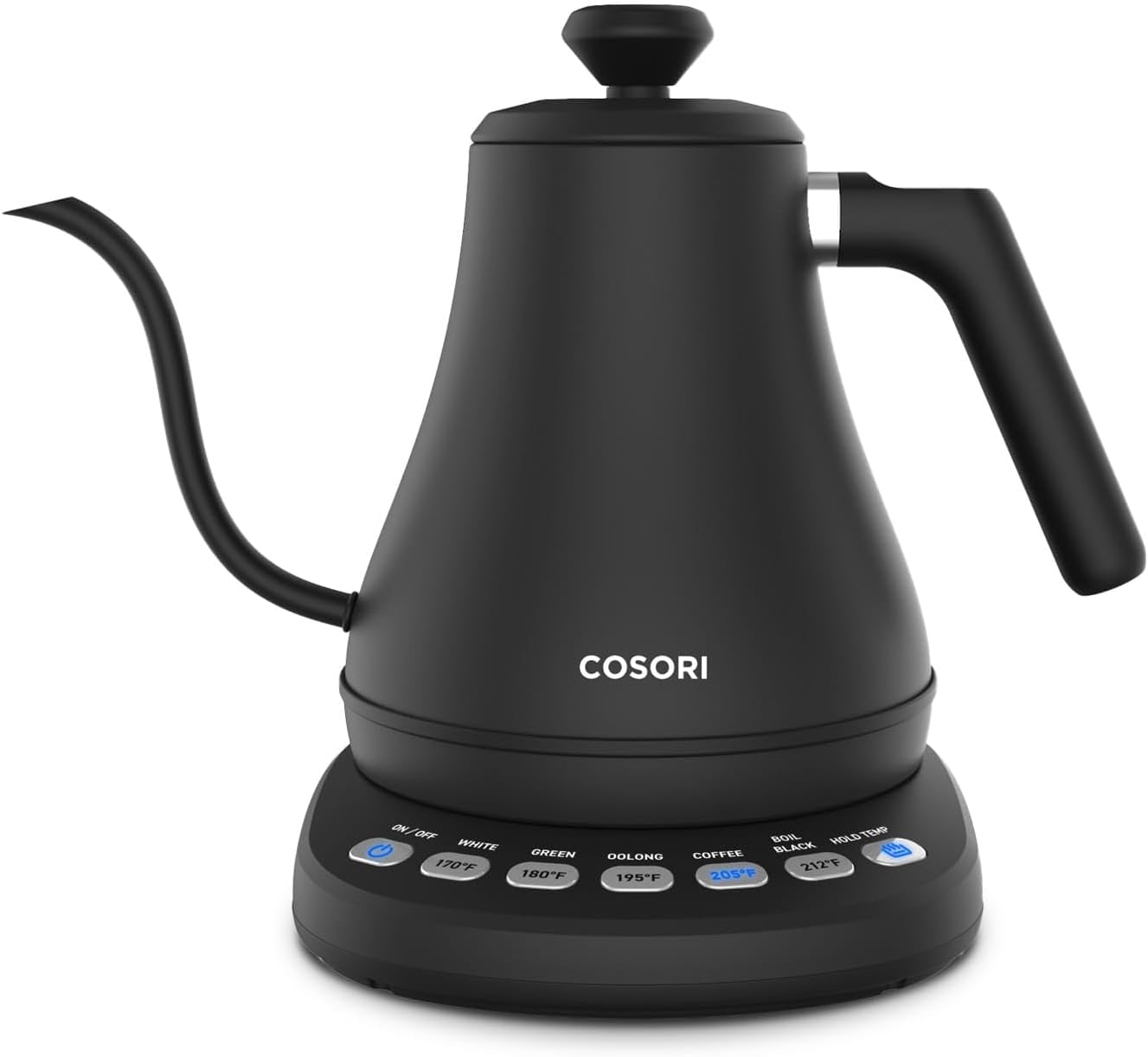Cosori Gooseneck Electric Kettle with 5 Temperature Presets  — close-up
