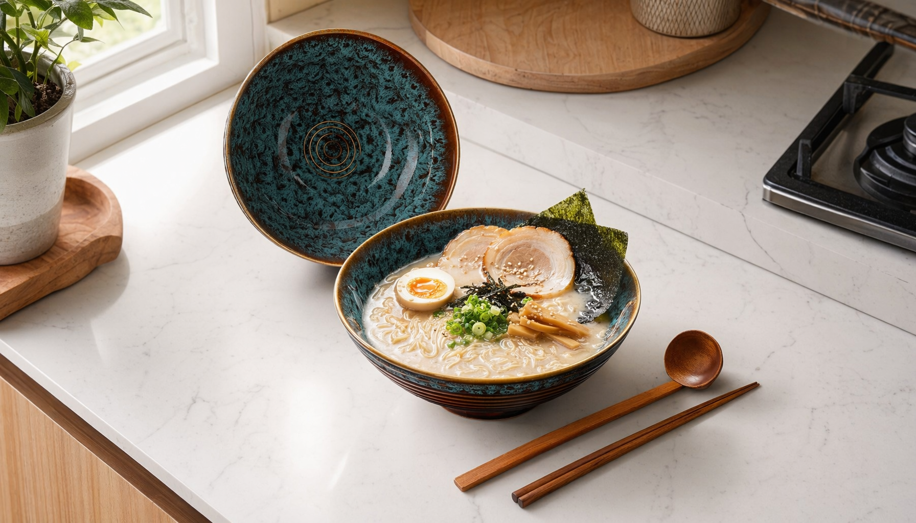 8-Inch Ceramic Ramen Bowl Set for Noodles, Pho Soup - Artife for ramen bowls