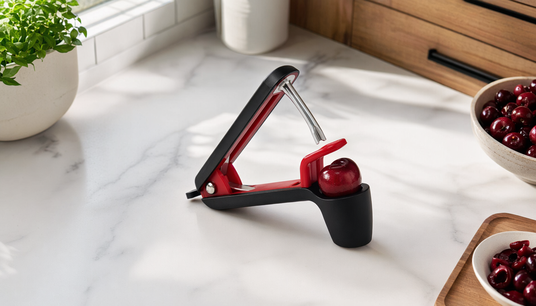 Cherry Pitting Made Fast: KITCHENDAO Cherry Pitter with Larg for cherry pitter