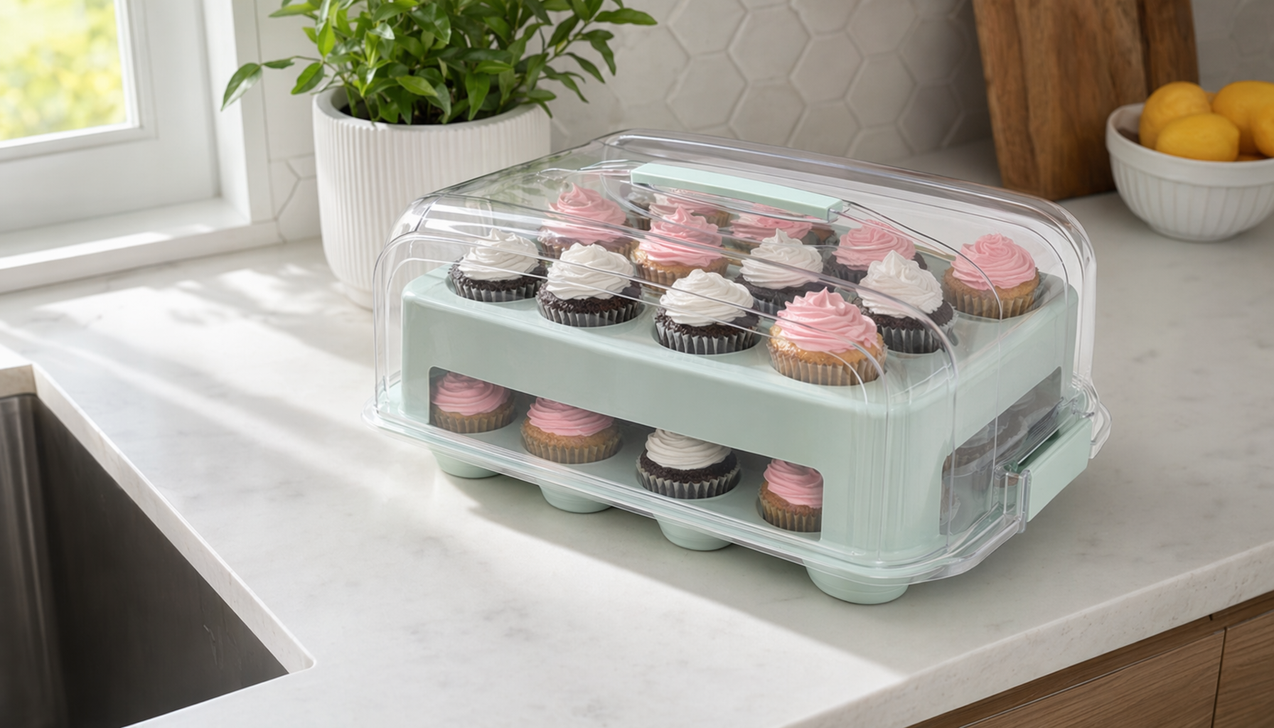 Top Shelf Elements 24-Cupcake Carrier with Extra Tall Lid —  for cupcake holder