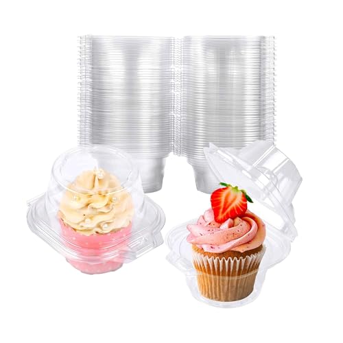 NPLUX Individual Cupcake Containers 50-Pack | Stackable Deep — close-up
