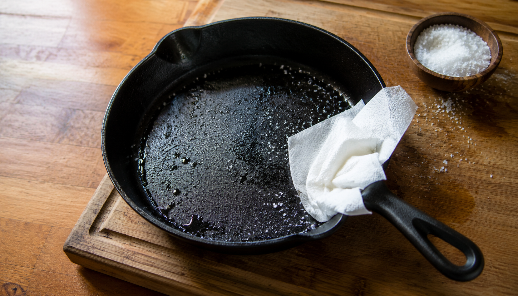How to Clean a Cast Iron Skillet — illustration for HomeWhisk article