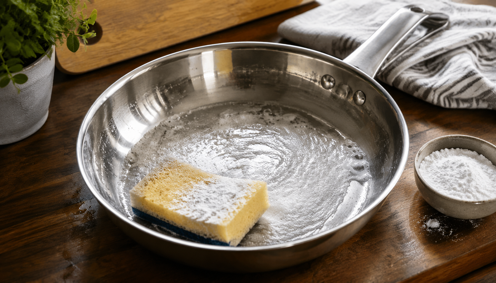 How to Clean Stainless Steel Pans — illustration for HomeWhisk article