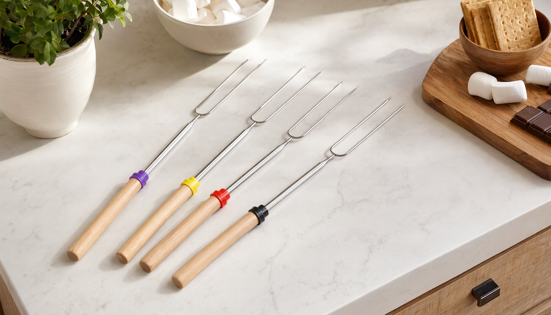 Best Marshmallow Roasting Sticks 2026: Skewers for Perfect S'mores 2 MalloMe 32-Inch Telescoping Marshmallow Roasting Sticks – 5- for marshmallow roasting sticks