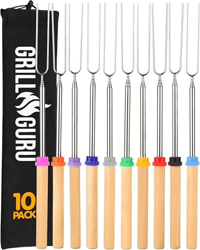 Best Marshmallow Roasting Sticks 2026: Skewers for Perfect S'mores 3 Grill Guru 32-Inch Telescopic Marshmallow Roasting Sticks – — close-up