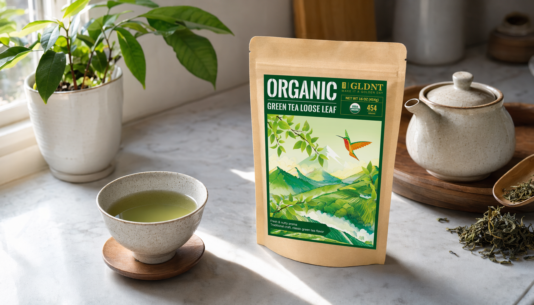 GLDNT Organic Yunnan Green Tea Loose Leaf – High Mountain Fl for organic loose leaf tea