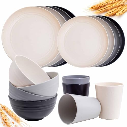 Rubtlamp 16-Piece Wheat Straw Dinnerware Set for 4 – Unbreak — close-up