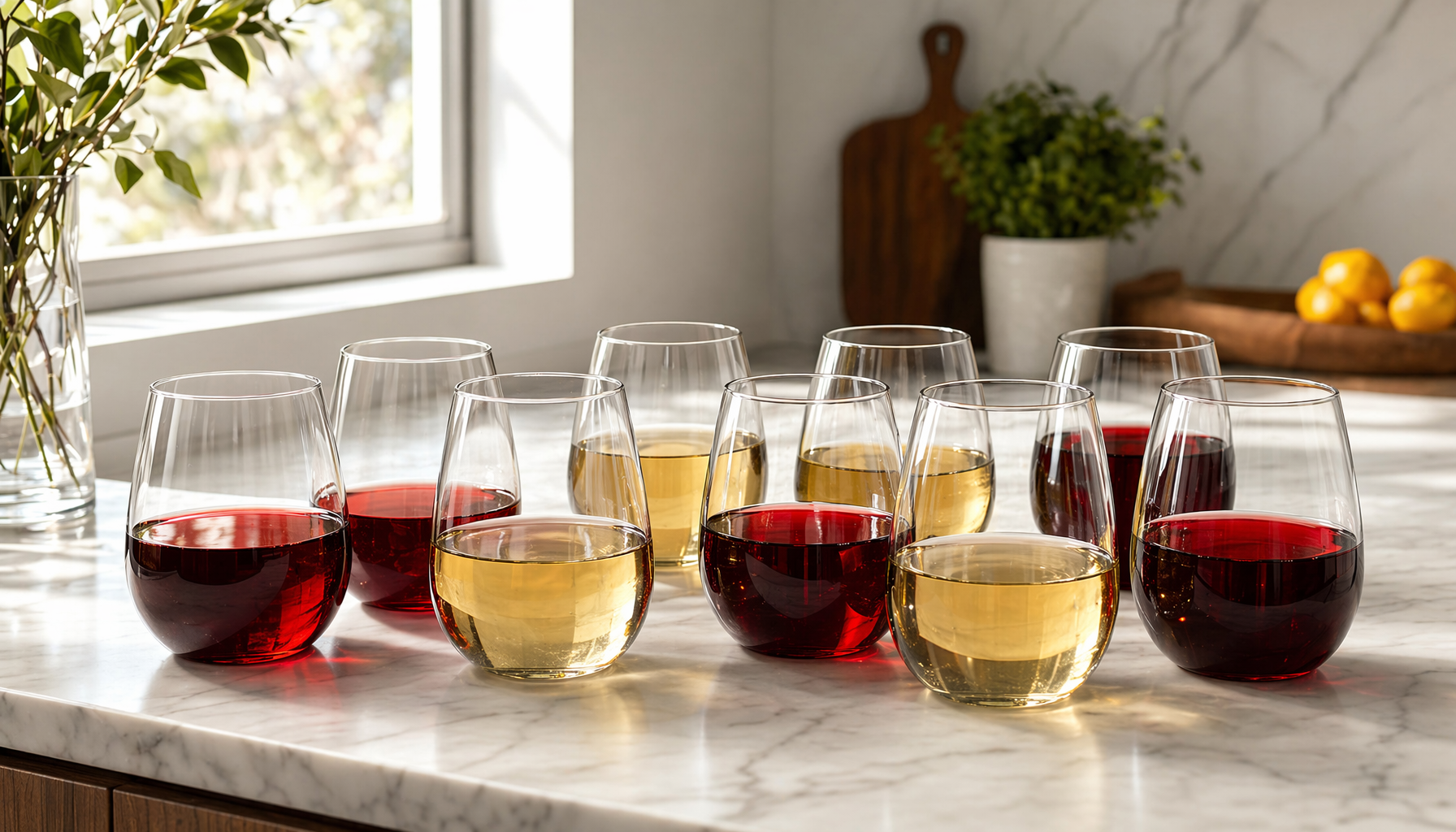 Bravario Unbreakable Stemless Wine Glasses – Shatterproof 10 for outdoor wine glasses
