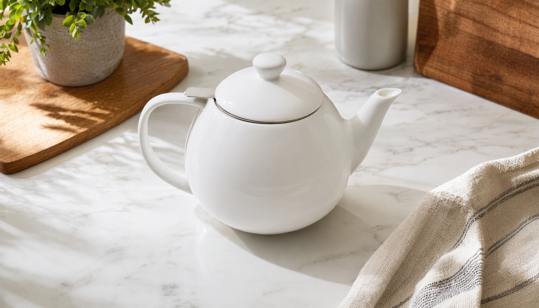 Sweese 27 oz Porcelain Teapot with Stainless Steel Infuser f for tea pot